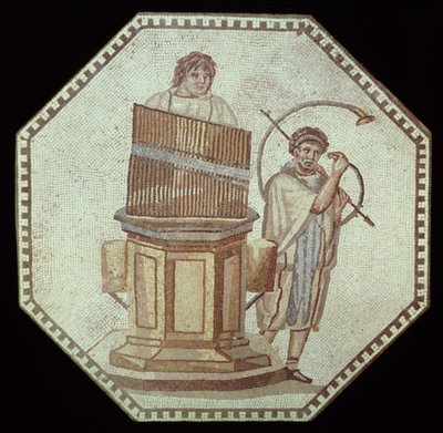 An Organist and a Horn Player Entertain at a Gladiator Match by Roman